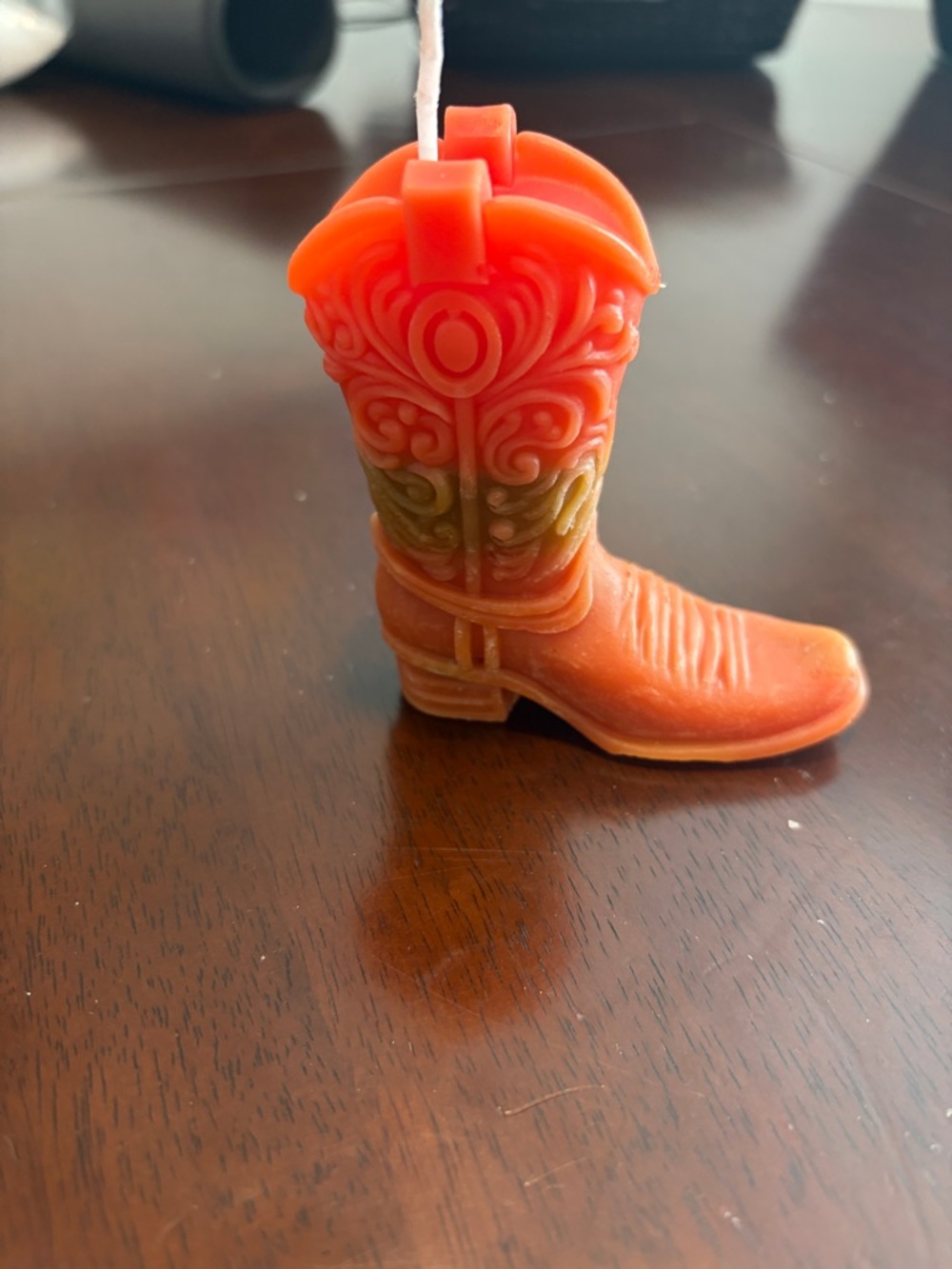 Cowboy Boot Candle in Gradient Orange-Green